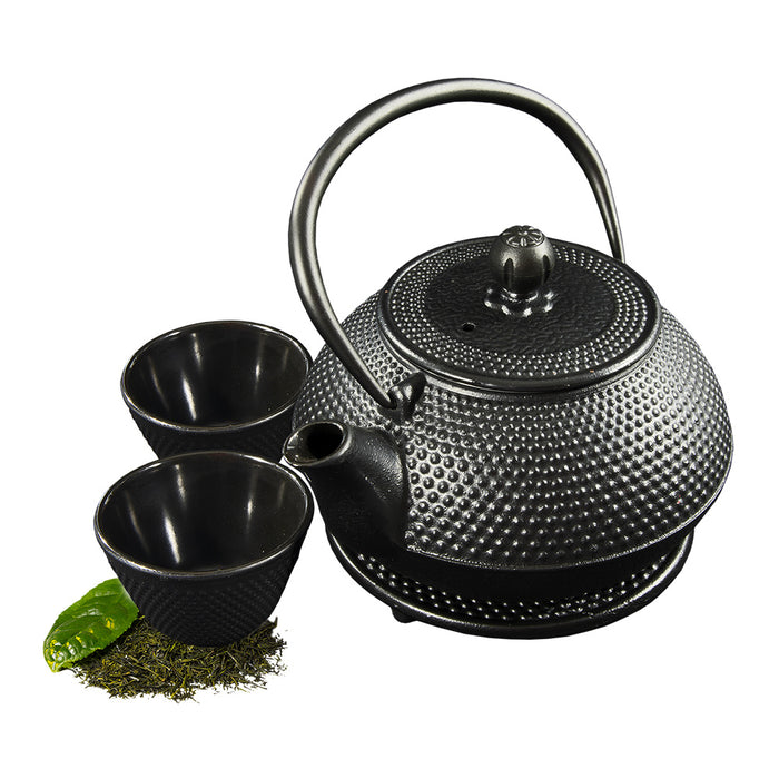 SakuraTea - Theepot Set - 4-delig - Gietijzer - Zwart - 0.8L - 2