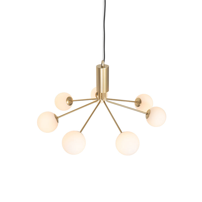 QAZQA Art Deco hanglamp goud met opaal glas 7-lichts - Coby