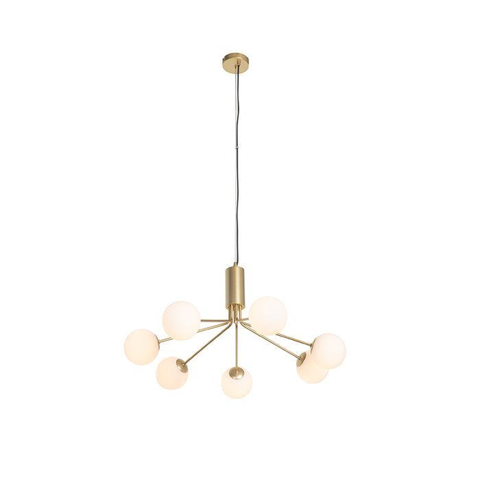 QAZQA Art Deco hanglamp goud met opaal glas 7-lichts - Coby