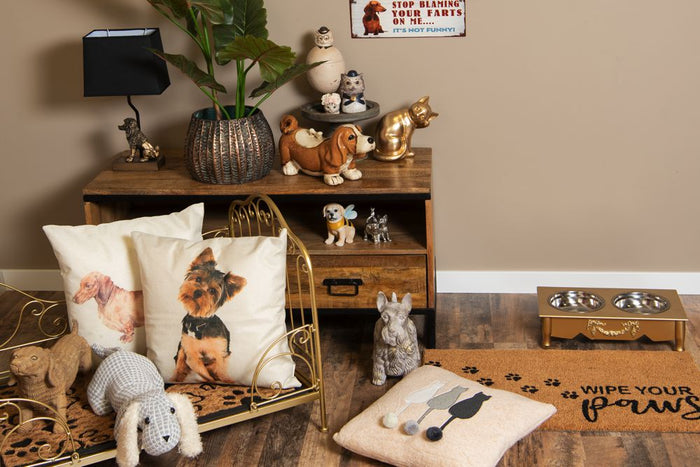 Clayre & Eef Beeld Kat 21x13x20 cm Goudkleurig Polyresin