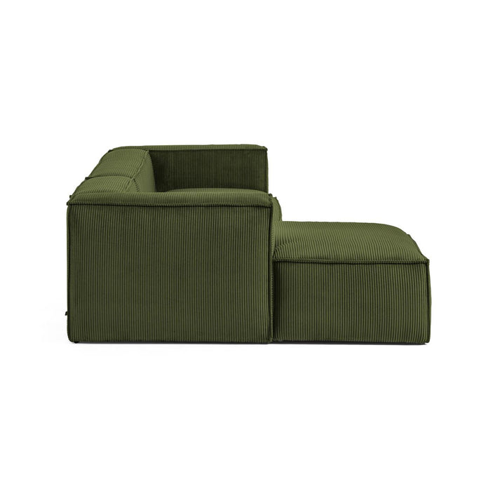Kave Home Blok Chaise Longue Links - Rib - Donkergroen