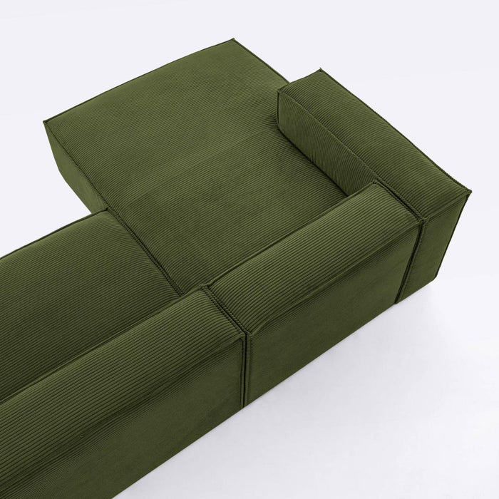 Kave Home Blok Chaise Longue Links - Rib - Donkergroen