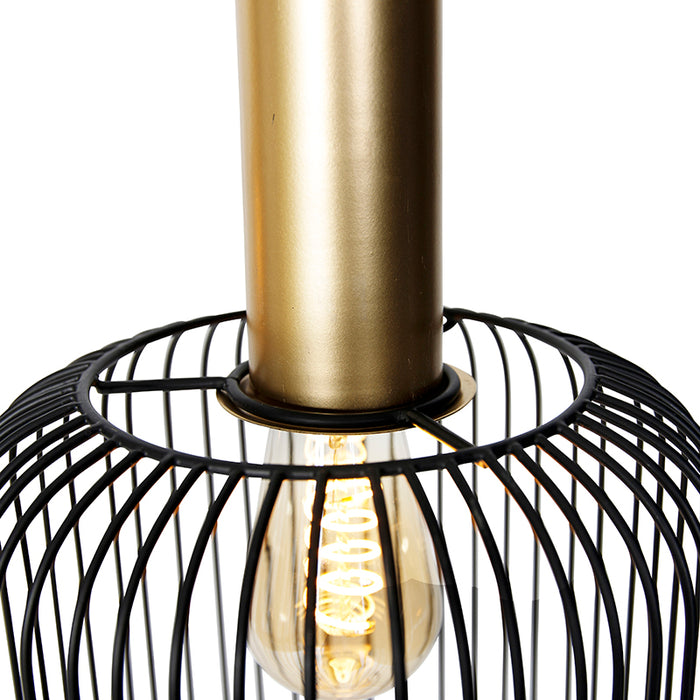 QAZQA Design hanglamp zwart met goud 3-lichts - Mayelle