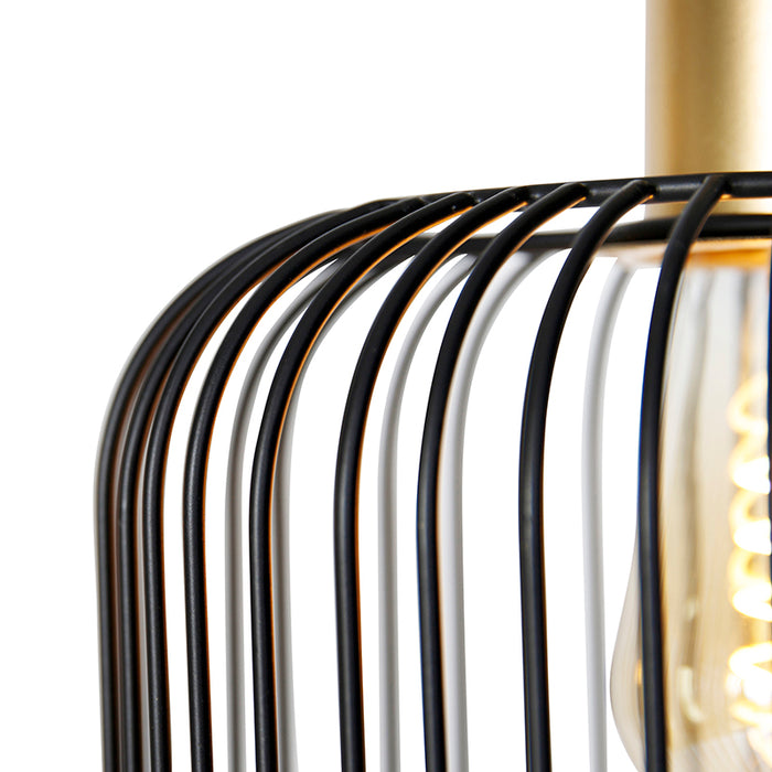 QAZQA Design hanglamp zwart met goud 3-lichts - Mayelle