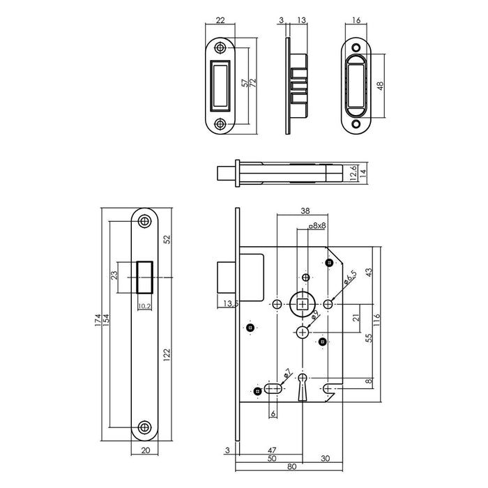 Intersteel Woningbouw magneet klavier dag- en nachtslot 55mm,
