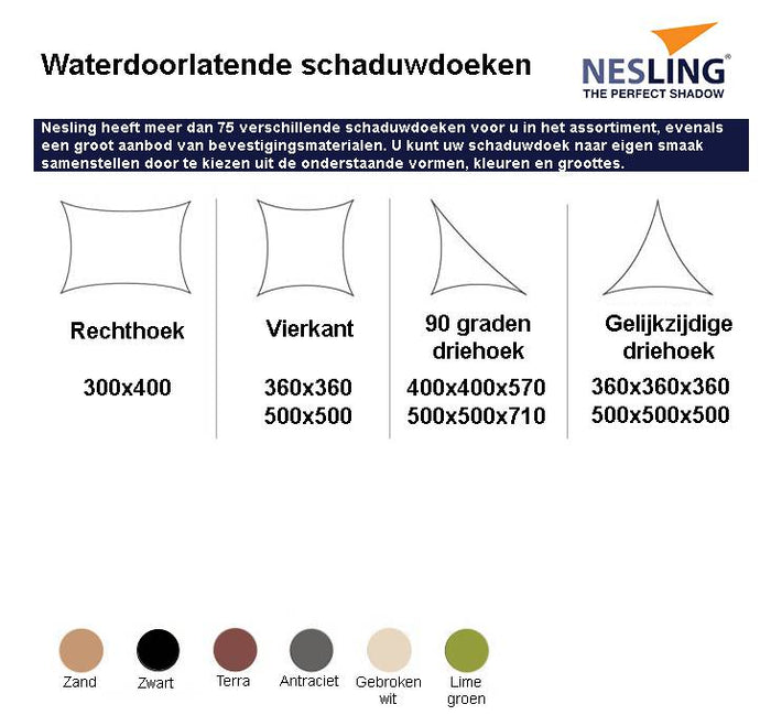 Nesling Coolfit Schaduwdoek driehoek Gebroken Wit 360 x 360 x 360 cm