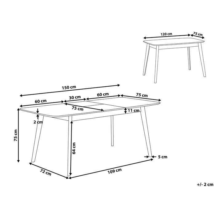 Beliani-MADOX -Uitschuifbare eettafel-Donker hout-75 x 120|150 cm-MDF