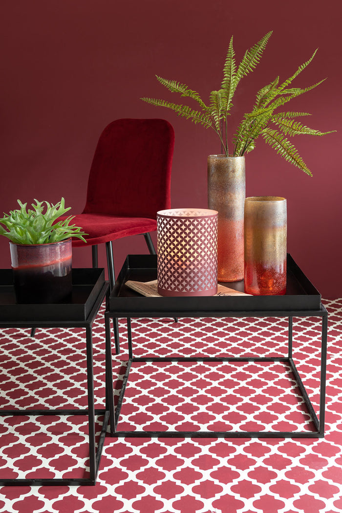 J-Line Vaas Cilinder Hoog Glas Bordeaux Oker