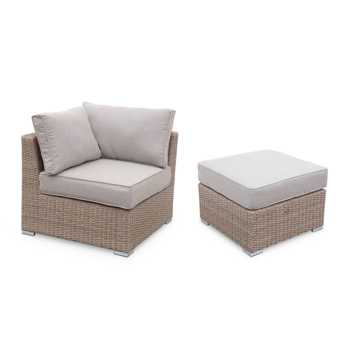 sweeek - Loungeset 5 plaatsen, rond wicker