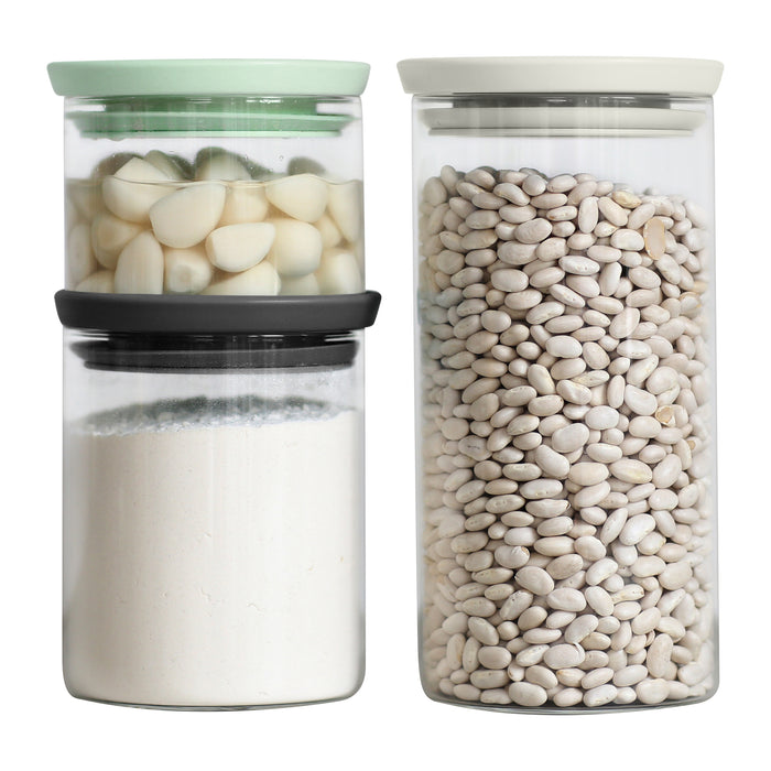 Brabantia Glazen Voorraadbussen stapelbaar - Set van 3