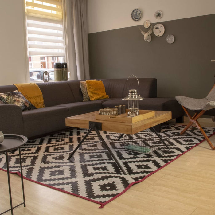 Bo-Camp Buitenkleed Chill mat Lewisham M 2x1,8 m zwart en wit