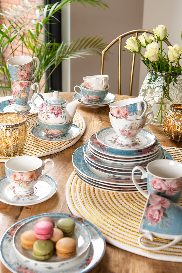 Clayre & Eef Placemat Riet Ø 51x1 cm Wit Geel Jute Rond Cirkel