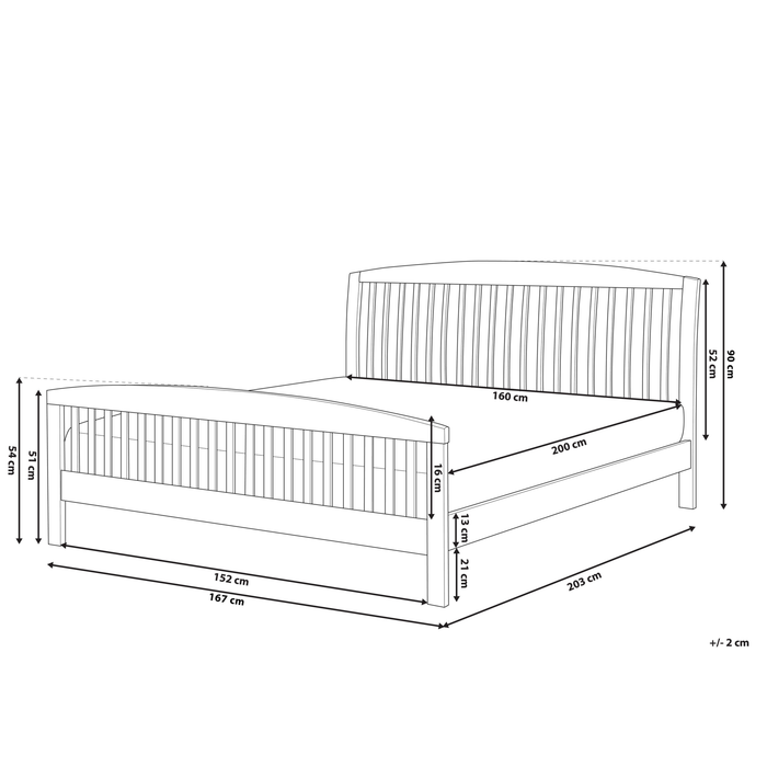 Beliani - CASTRES - Tweepersoonsbed - Wit - 160 x 200 cm - Dennenhout