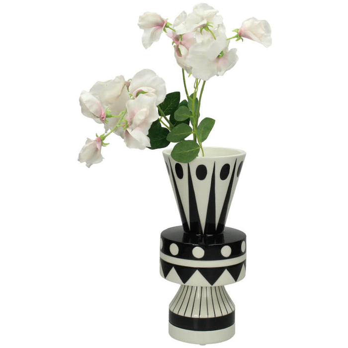 SVJ Home Decorations Indi Vaas - 12 x 12 x 26 cm - Aardewerk - Zwart