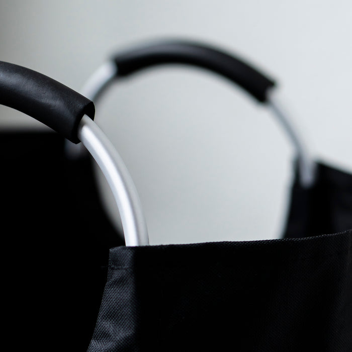 QUVIO Wasmand met handvaten - LAUNDRY - Zwart