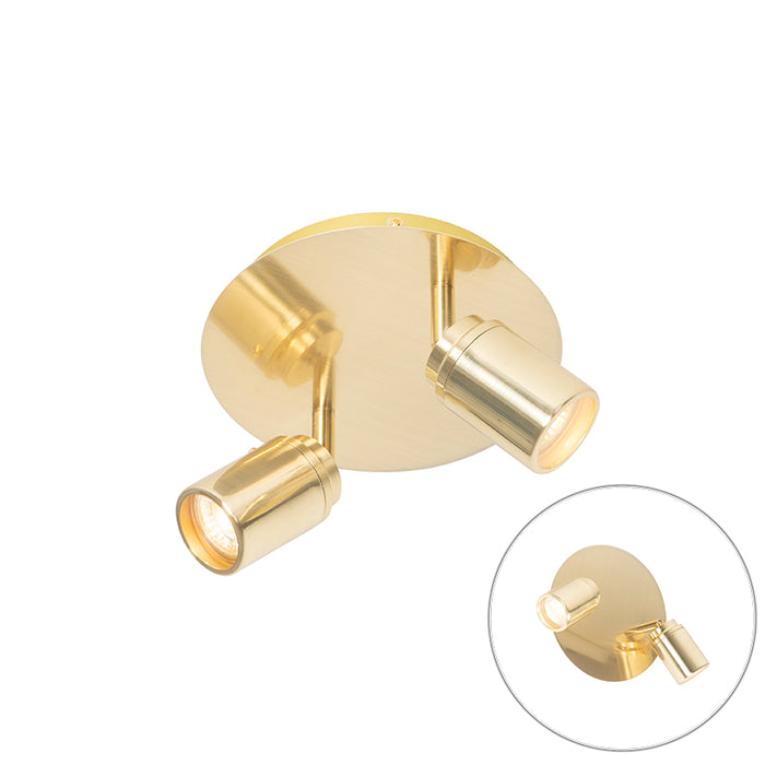 QAZQA Moderne badkamer spot messing 2-lichts IP44 - Ducha