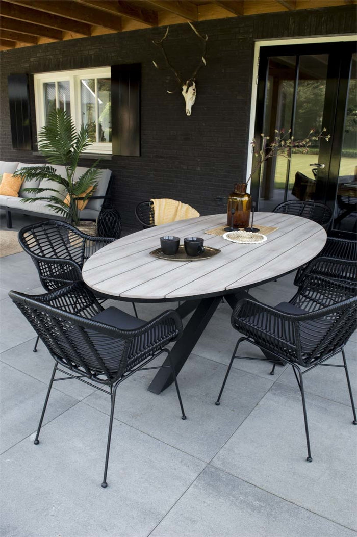 4 Seizoenen Tuinmeubelen Cyprus ovale polywood tuintafel 180cm - Wood