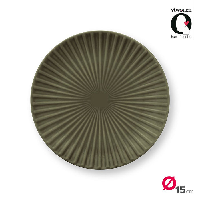 vtwonen Gebaksbordjes - Set van 6 - Porselein - Groen - Ø15cm