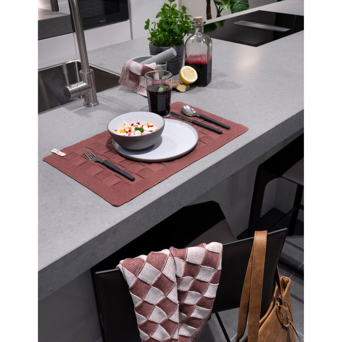 Knit Factory Gebreide Placemat Uni - Ecru - 50x30 cm