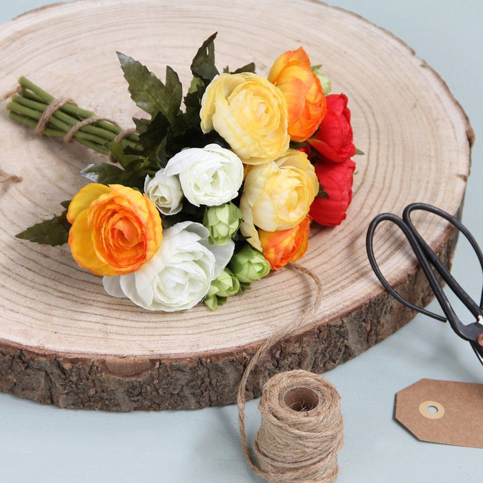 Mica Decorations Ranonkels Kunstbloemen Boeket - H22 x Ø19 cm - Oranje