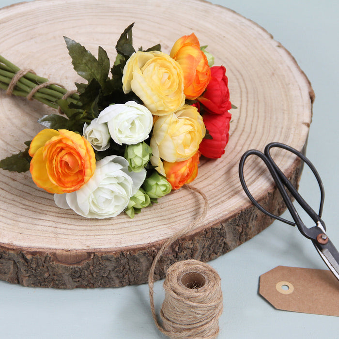 Mica Decorations Ranonkels Kunstbloemen Boeket - H22 x Ø19 cm - Oranje