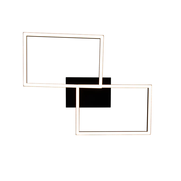 QAZQA Plafondlamp vierkant zwart 3-staps dimbaar - Plazas Novo