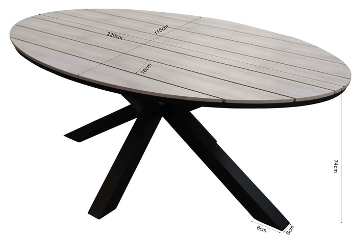 4 Seizoenen Tuinmeubelen Cyprus ovale polywood tuintafel 220cm - Wood