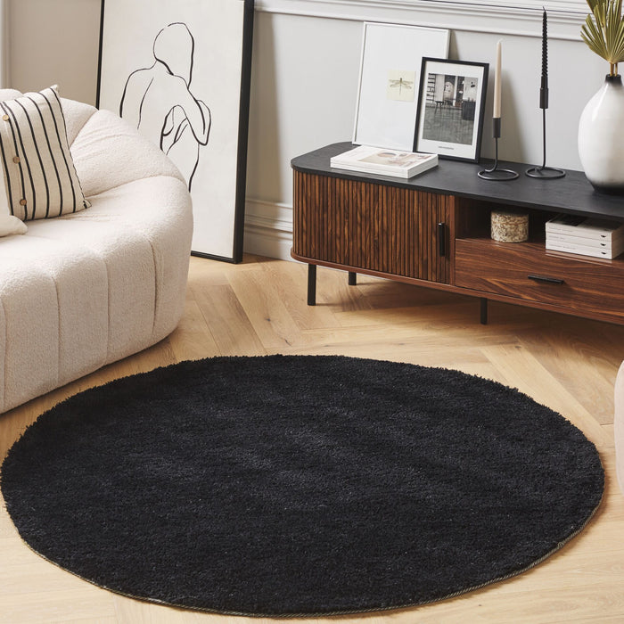 Beliani - DEMRE - Shaggy vloerkleed - Zwart - 140 cm - Polyester