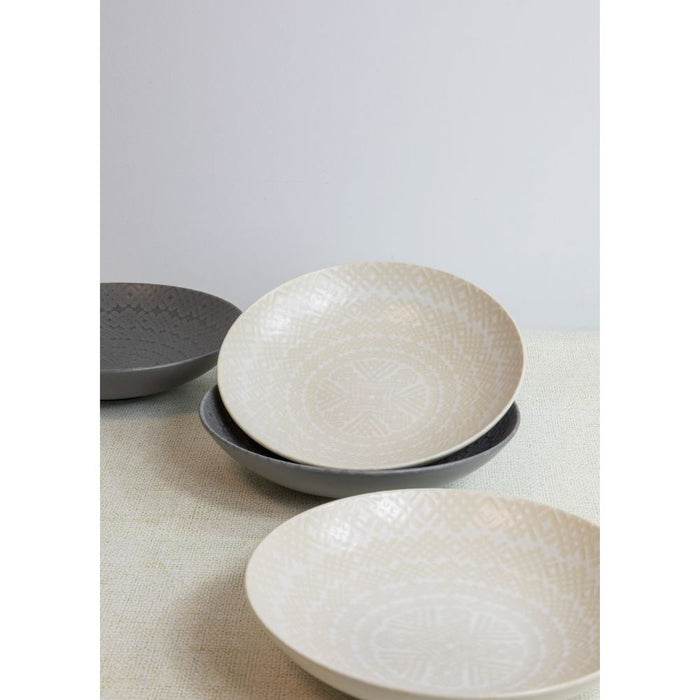 Pastakom, Set van 4 Stuks, 22 x 5 cm, Grijs en Zwart Reliëf - KitchenC