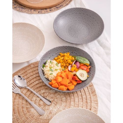 Pastakom, Set van 4 Stuks, 22 x 5 cm, Grijs en Zwart Reliëf - KitchenC