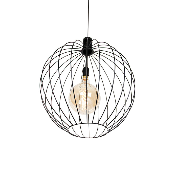QAZQA Hanglamp wire-dos - Zwart - Design - D 600mm