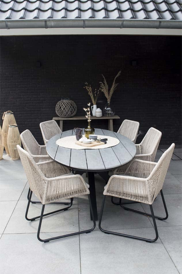 4 Seizoenen Tuinmeubelen Cyprus ovale polywood tuintafel 220cm - Grey