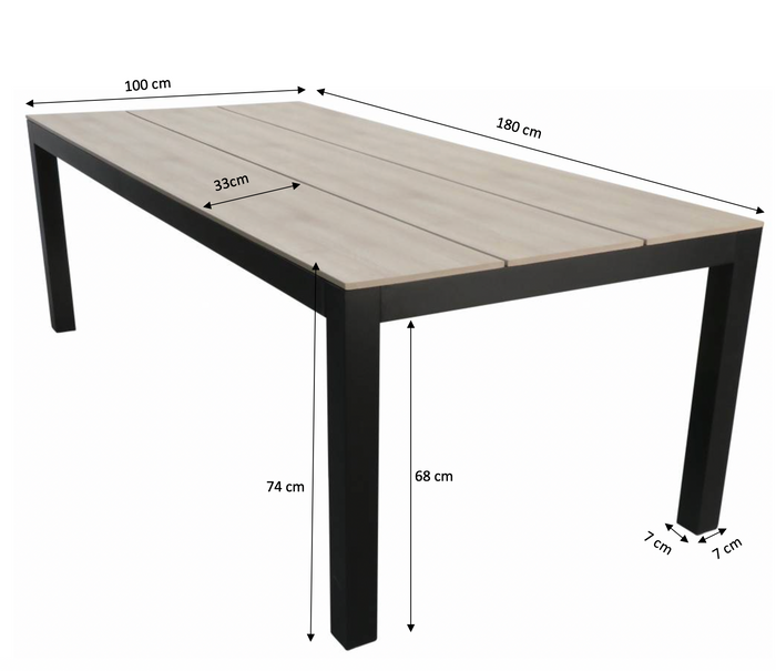 4 Seizoenen Tuinmeubelen Cyprus polywood tuintafel - 180x100cm - Wood