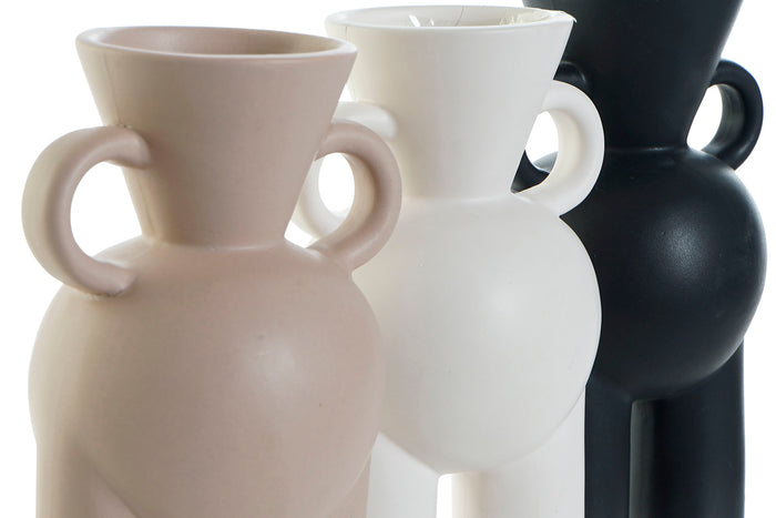 CASA DI ELTURO Deco Vaas Nordic Body Porselein - Zwart - H20 cm