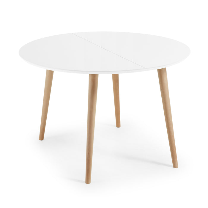 Kave Home Oqui Eettafel Uitschuifbaar Rond - 120/200 x 120 cm - Wit