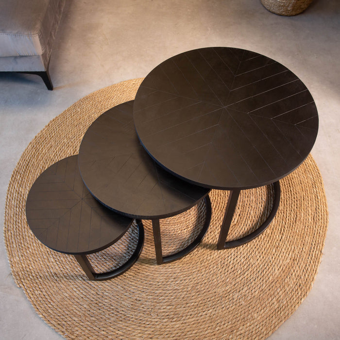 Dimehouse Industriële salontafel set van 3 Carly zwart