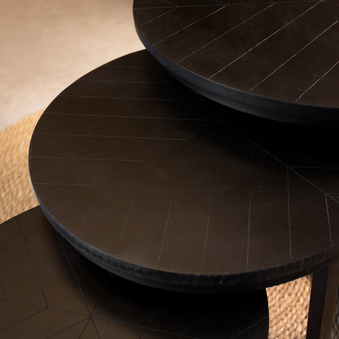 Dimehouse Industriële salontafel set van 3 Carly zwart