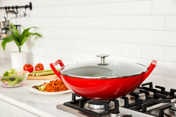 Buccan - Hamersley - Gietijzeren wokpan 36cm - Rood
