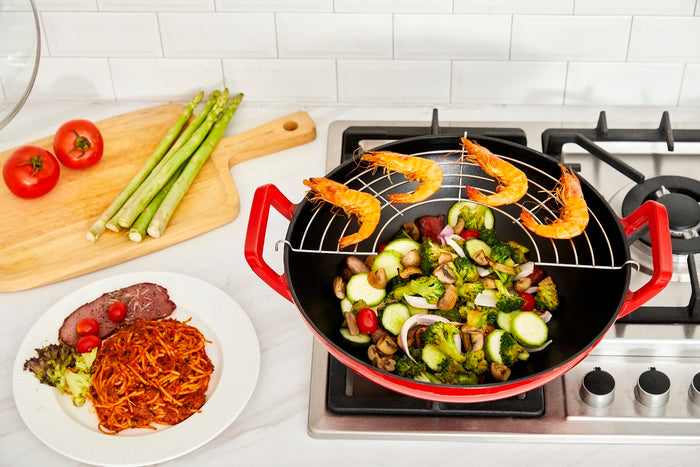 Buccan - Hamersley - Gietijzeren wokpan 36cm - Rood