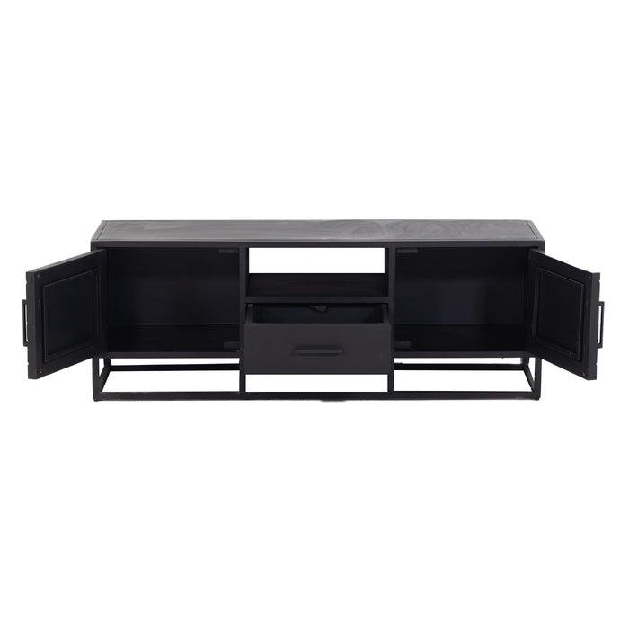 Giga Meubel - Tv Meubel Zwart Visgraat - Mangohout - 140cm - Kast Isa