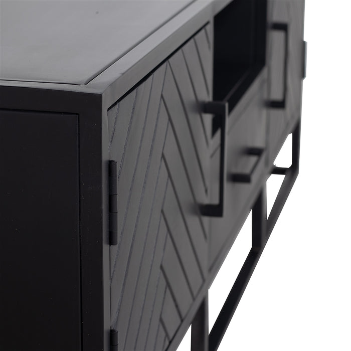 Giga Meubel - Tv Meubel Zwart Visgraat - Mangohout - 140cm - Kast Isa