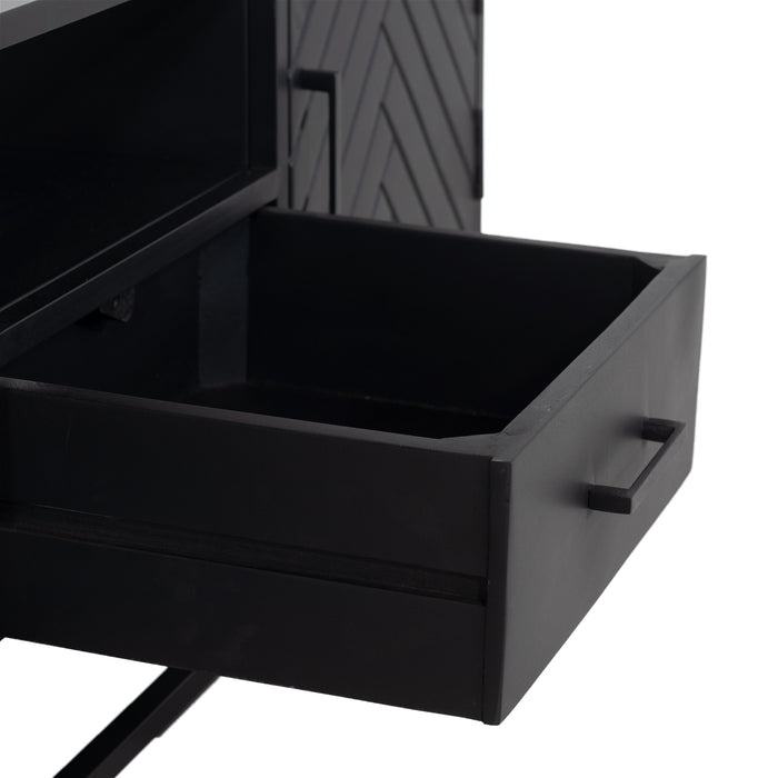 Giga Meubel - Tv Meubel Zwart Visgraat - Mangohout - 140cm - Kast Isa