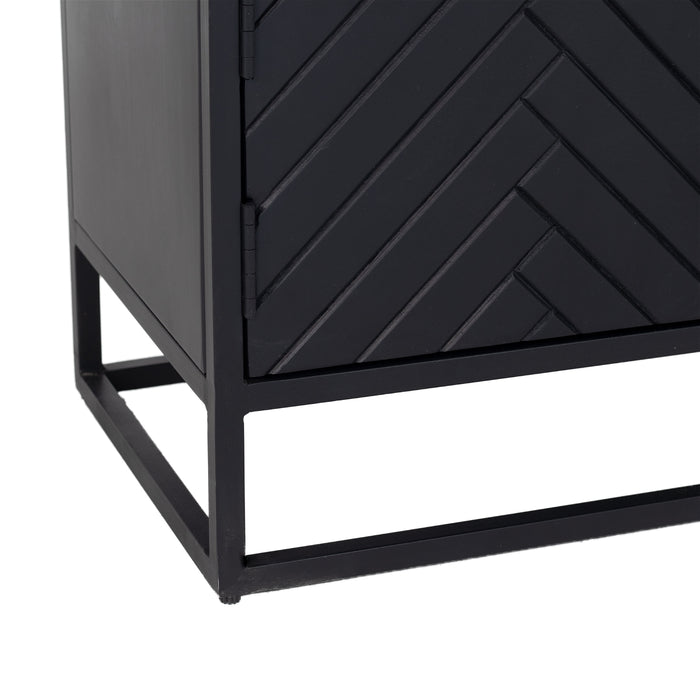 Giga Meubel - Tv Meubel Zwart Visgraat - Mangohout - 140cm - Kast Isa