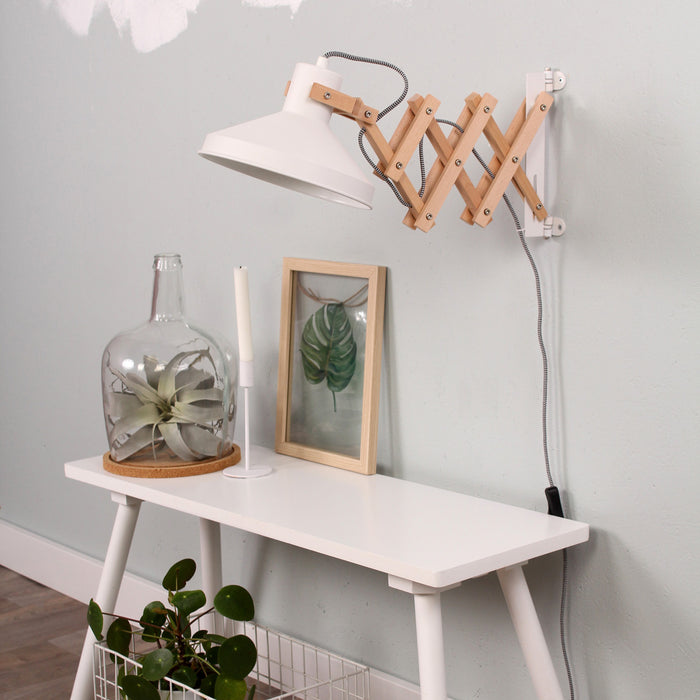 Anne Lighting - wandlamp - Woody - naturel - hout metaal - schaarlamp - E27 - 7900BE