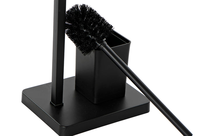 Toiletrolhouder met borstel - Butler Vrijstaand - Zwart