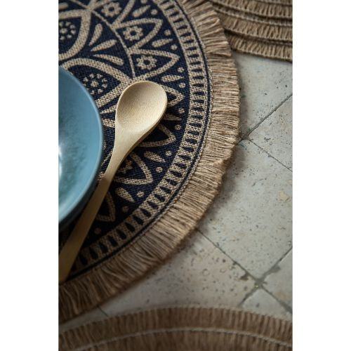 Placemats, Rond, Set van 4, Geweven, Blauw - Creative Tops