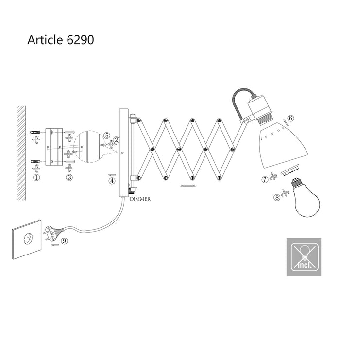Steinhauer Wandlamp Spring Zwart 6290ZW