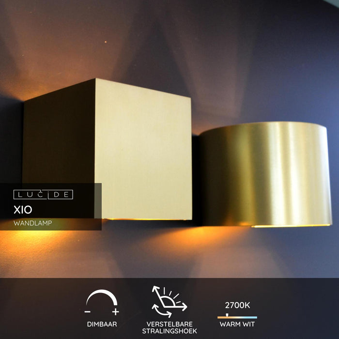 Lucide XIO Wandlamp - Mat Goud | Messing