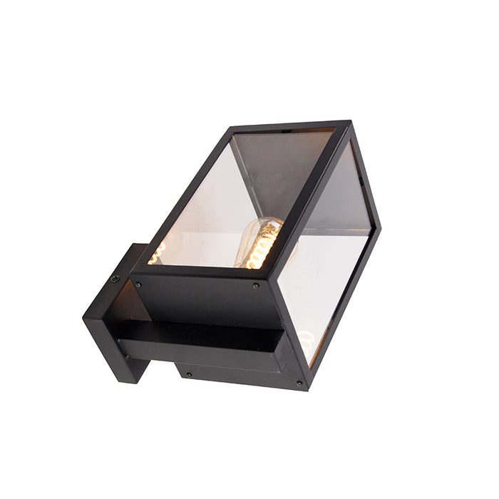 QAZQA Moderne buiten wandlamp zwart met glas 30 cm - Rotterdam