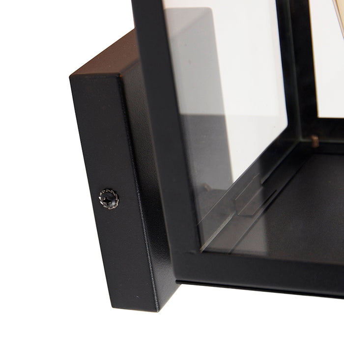 QAZQA Moderne buiten wandlamp zwart met glas 30 cm - Rotterdam